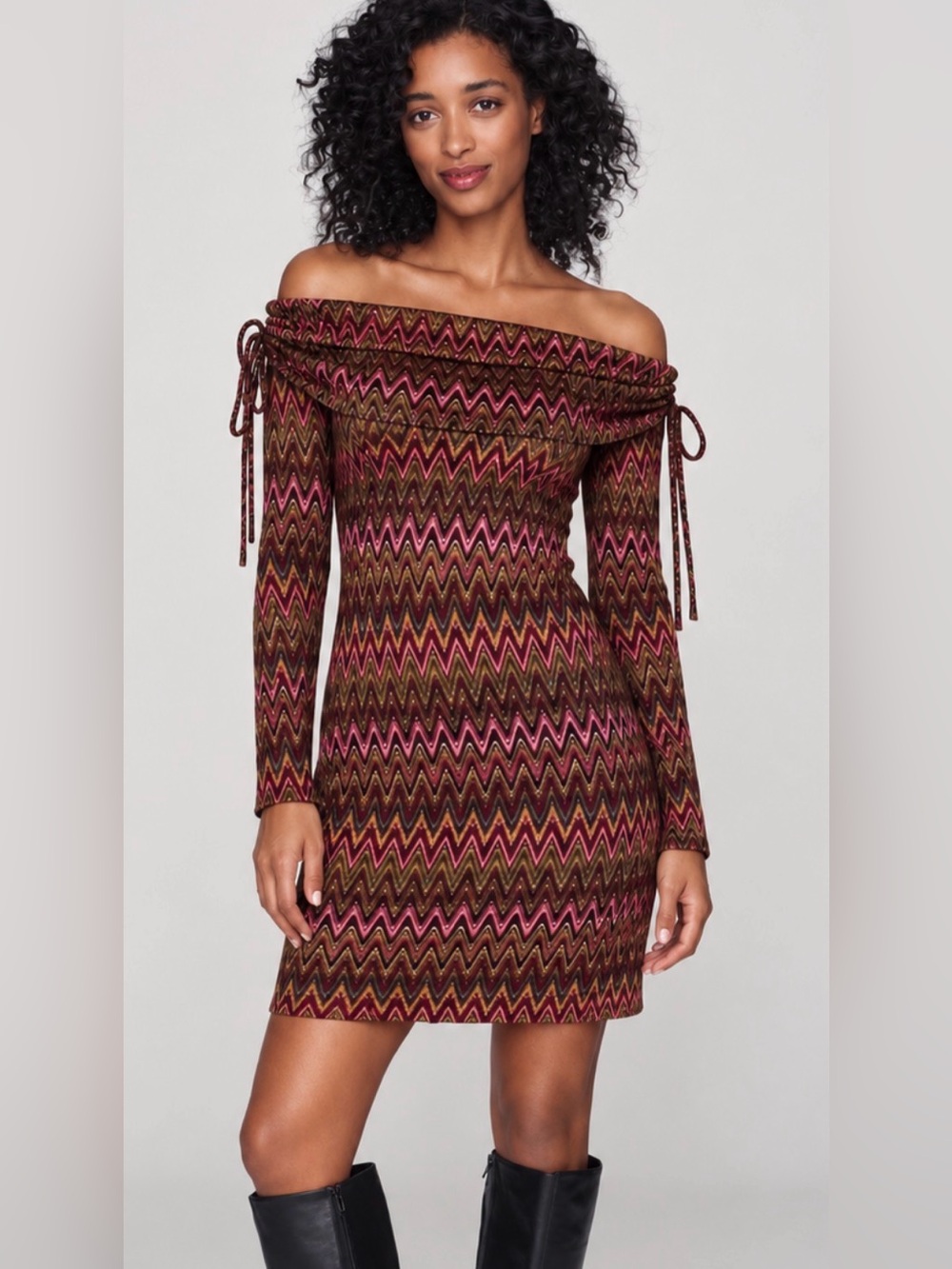 Patrizia Luca Milano Zigzag Knit Dress Size Large  Italian Stretch Dress
